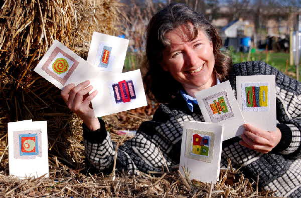 Teresinha Roberts with WildPaper cards