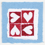 Four Hearts Blue - Hand crafted Cards