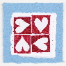 Four hearts blue valentine card
