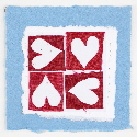 Four hearts blue valentine card