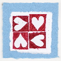 Four hearts blue valentines card