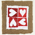 Four hearts brown valentines card