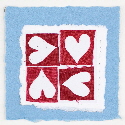 Four hearts blue valentines card