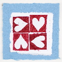 Four Hearts Blue handmade valentine card