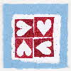 Four Hearts Blue - Hand crafted Cards