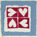 Four Hearts Blue valentines card