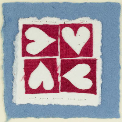 Four Hearts Blue valentines card