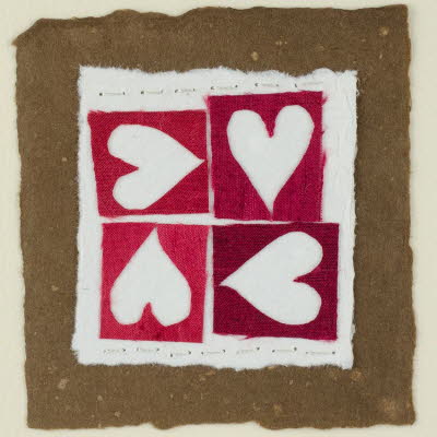 Four Hearts Walnut valentines card
