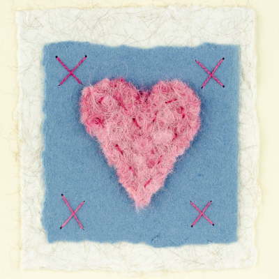 Alpaca heart indigo valentines card