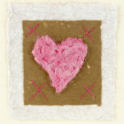 Alpaca heart walnut valentines card